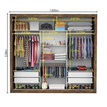 Imagem de Guarda-Roupa Casal 4 Espelhos 3 Portas de Correr 4 Gavetas Max Plus Espresso Móveis