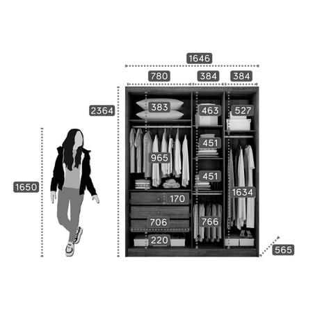 Imagem de Guarda Roupa Casal 4 Portas e 3 Gavetas c/ Epelho Moderni Plus Freijó/FendiOff - Novo Horizonte