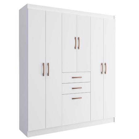 Imagem de Guarda Roupa Casal 6 Portas 2 Gavetas 1 Sapateira 156Cm Cancun  Branco - Doripel