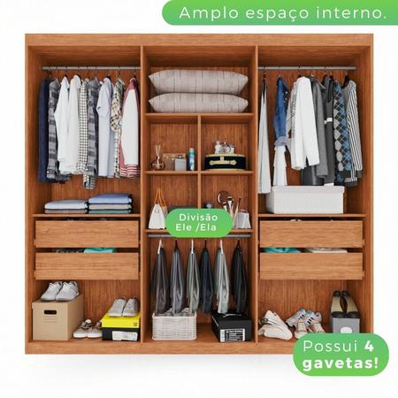 Imagem de Guarda-roupa Casal 6 Portas 4 Gavetas com Espelho Atlanta