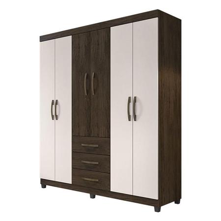 Imagem de Guarda Roupa Casal Ambiente Lion 6 Portas Cacau Off White - Móveis Leão