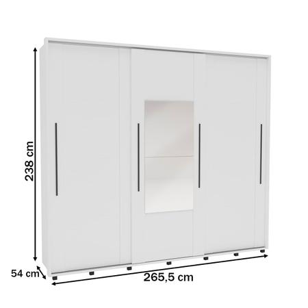 Imagem de Guarda-Roupa Casal Coimbra 3 Portas 6 Gavetas com Espelho Flex Branco/Freijo - Politorno