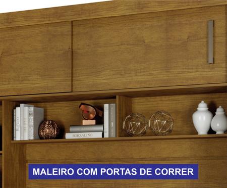 Imagem de Guarda-Roupa Casal com Cabeceira Queen e Espelho 4 Portas de Correr 3 Gavetas Florença Espresso Móve