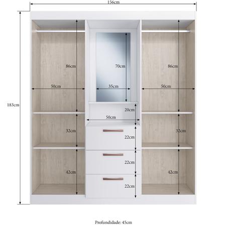 Imagem de Guarda Roupa Casal com Espelho 04 Portas 03 Gavetas 01Nicho-Capelinha Panamá Amarula
