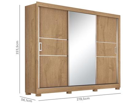 Imagem de Guarda-roupa Casal com Espelho 3 Portas de Correr 3 Gavetas Europa Maranello 11617.1