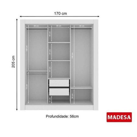 Imagem de Guarda-Roupa Casal com Espelho 3 Portas de Correr Master Madesa