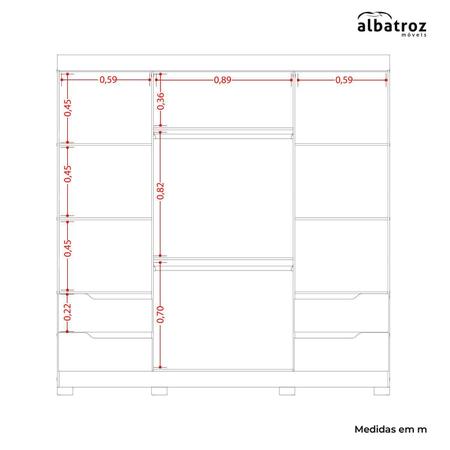 Imagem de Guarda Roupa Casal com Espelho 4 Portas 4 Gavetas Doble Albatroz Móveis
