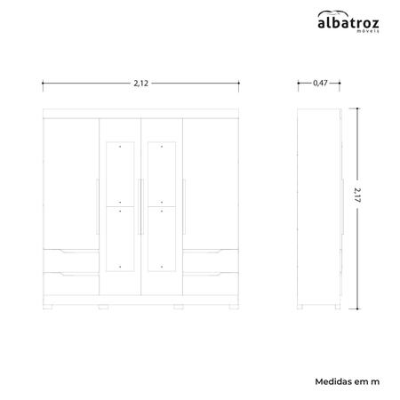 Imagem de Guarda Roupa Casal com Espelho 4 Portas 4 Gavetas Doble Albatroz Móveis