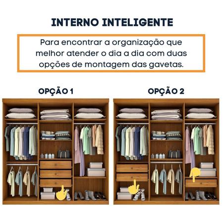 Imagem de Guarda Roupa Casal Com Espelho 6 Portas Olimpo Flex Montagem Tcil Móveis