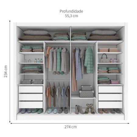 Imagem de Guarda-Roupa Casal com Espelho Florida 2 PT 6 GV Neve