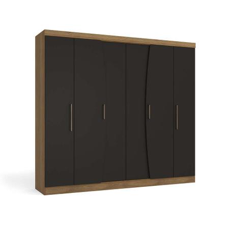 Guarda-Roupa Casal Kalmar II 6 PT 3 GV Nogueira e Preto - Kappesberg Imagem de Guarda-Roupa Casal Kalmar II 6 PT 3 GV Nogueira e Preto
