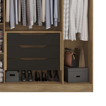 Guarda-Roupa Casal Kalmar II 6 PT 3 GV Nogueira e Preto - Kappesberg Imagem de Guarda-Roupa Casal Kalmar II 6 PT 3 GV Nogueira e Preto