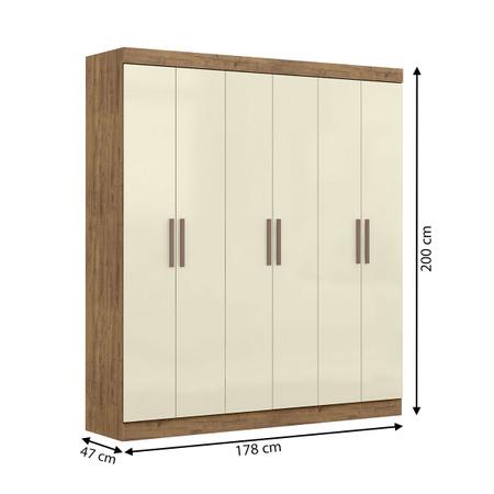 Imagem de Guarda-Roupa Casal Lauren 6 Portas 100% Mdf Ipê/Off White - Maxel