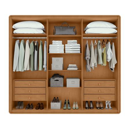 Imagem de Guarda-Roupa Casal Loop 6 Portas 6 Gavetas Amêndoa Clean/Salvia - Móveis Lopas