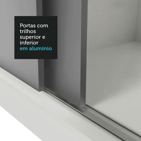 Imagem de Guarda-Roupa Casal Madesa Mônaco 3 Portas de Correr com Espelho - Branco/Cinza