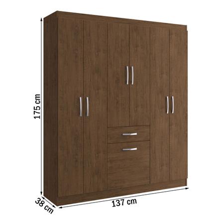 Imagem de Guarda-Roupa Casal Marbella 6 Portas 2 Gavetas 5806 Amarula - Doripel