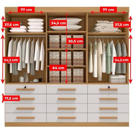 Imagem de Guarda Roupa Casal MDF 6 Portas 12 Gavetas Marselha Plus