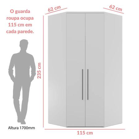 Imagem de Guarda Roupa Casal Modulado 100% MDF Canto Closet 2 portas 2 Espelhos 3 Gavetas Branco - Evolution - Robel Móveis