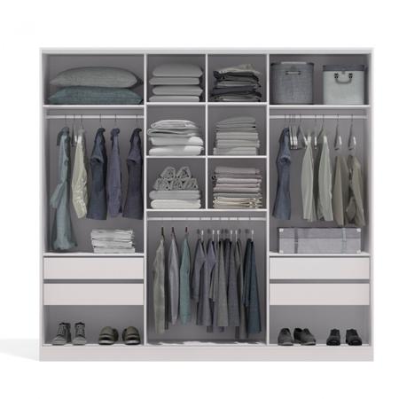 Imagem de Guarda Roupa Casal Modulado 3 Portas de Correr A-2300 L-2450 Kappesberg Branco/Nogueira