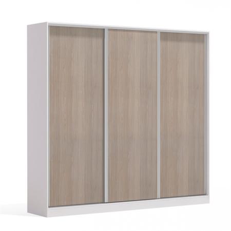 Imagem de Guarda Roupa Casal Modulado 3 Portas de Correr A-2300 L-2450 Kappesberg Branco/Nogueira