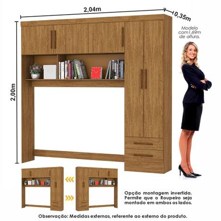 Imagem de Guarda Roupa Casal Modulado Sevilha 5 e 2 Portas 8 Gavetas com Espelho e Cama Casal Carioca Móveis