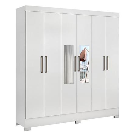 Imagem de Guarda Roupa Casal Prático 6 Portas Branco com Espelho - Demóbile