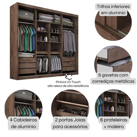 Guarda Roupa Casal Sevilha 3 Portas Correr 6 Gav. - Quarta Divisão Móveis Imagem de Guarda Roupa Casal Sevilha 3 Portas Correr 6 Gav.