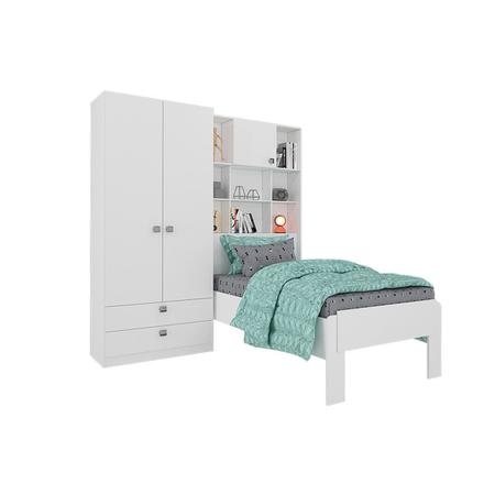 Imagem de Guarda Roupa Cimol Nina c/Cama Solteiro Branco