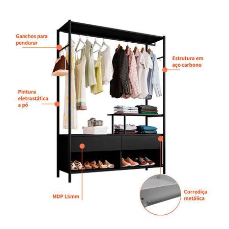 Imagem de Guarda-Roupa Closet Modulado Barcelona Preto