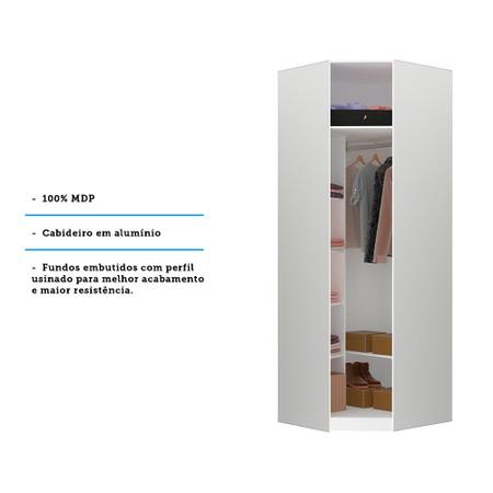 Imagem de Guarda Roupa Closet sem Porta Canto Diagonal 83,8cm 5 Prateleiras 1 Cabideiro Prime Luciane MA³veis