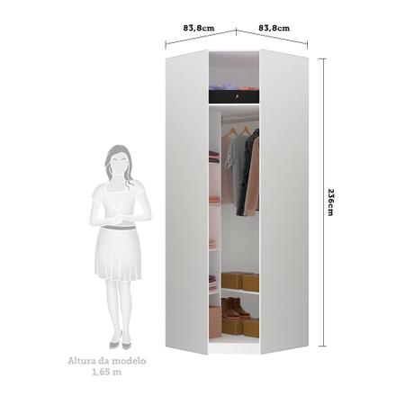 Imagem de Guarda Roupa Closet sem Porta Canto Diagonal 83,8cm 5 Prateleiras 1 Cabideiro Prime Luciane MA³veis