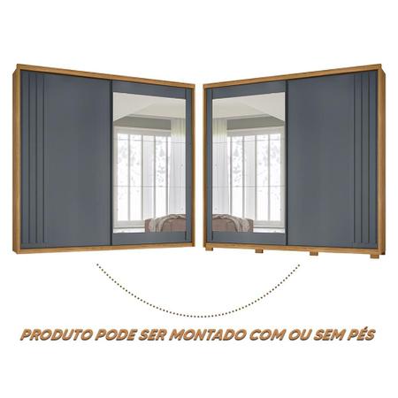 Imagem de Guarda-roupa com espelho Freijó Cinza para casal - Moval