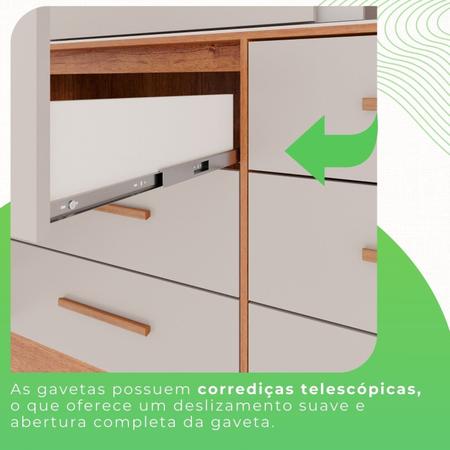 Imagem de Guarda-roupa com Pés Casal 3 Portas 9 Gavetas Luana