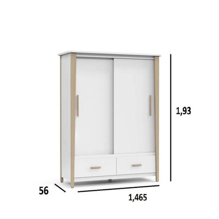 Imagem de Guarda Roupa de Bebê 2 Portas 2 Gavetas Liv Matic Móveis Branco Soft