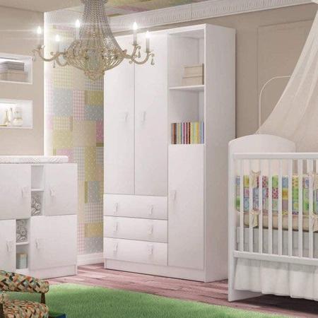 Imagem de Guarda-Roupa de Bebê 3 Portas 3 Gavetas Baby Móveis Percasa Flex Color