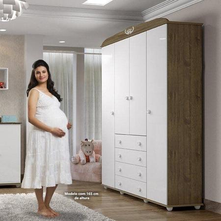 Imagem de Guarda-Roupa de Bebê 4 Portas 4 Gavetas e Aplique Real Allegra Tigus Baby