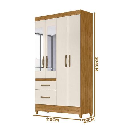 Guarda Roupa de Bebê com Espelho 4 Portas e 2 Gavetas - MOVAL Imagem de Guarda Roupa de Bebê com Espelho 4 Portas e 2 Gavetas