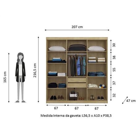 Imagem de Guarda-Roupa de Casal 6 Portas Édez Pine, Espelho, Amêndoa