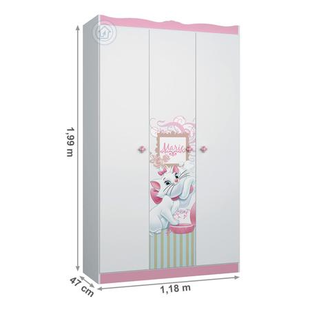 Imagem de Guarda Roupa Infantil 3 Portas Marie Happy Pura Magia Branco/Rosa