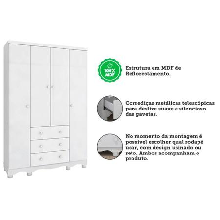 Guarda Roupa Infantil 4 Portas 3 Gavetas 100% MDF Junior New Móveis Peroba - MOVEIS PEROBA Imagem de Guarda Roupa Infantil 4 Portas 3 Gavetas 100% MDF Junior New Móveis Peroba