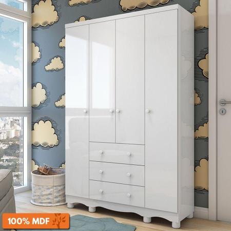 Guarda Roupa Infantil 4 Portas 3 Gavetas 100% MDF Junior New Móveis Peroba - MOVEIS PEROBA Imagem de Guarda Roupa Infantil 4 Portas 3 Gavetas 100% MDF Junior New Móveis Peroba