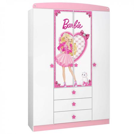 Guarda-Roupa Barbie 4 Portas Star Branco e Rosa Pura Magia - Compre Agora