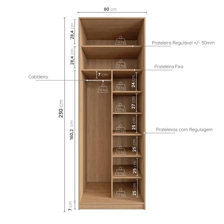 Imagem de Guarda Roupa Infantil Modulado 2 Portas com Nichos e Cabideiro Joy Kids Cabecasa Madeiramadeira