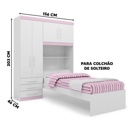 Guarda Roupa Infantil Modulado Com Cama Branco Rosa Anik Shop Jm