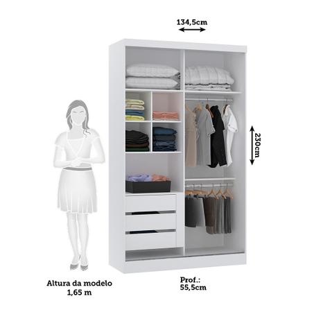 Imagem de Guarda Roupa Modulado 134,50cm 2 Portas de Correr Alpes Luciane Móveis