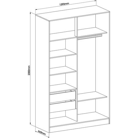 Imagem de Guarda Roupa Modulado 2 Portas de Correr 2 Gavetas Requinte