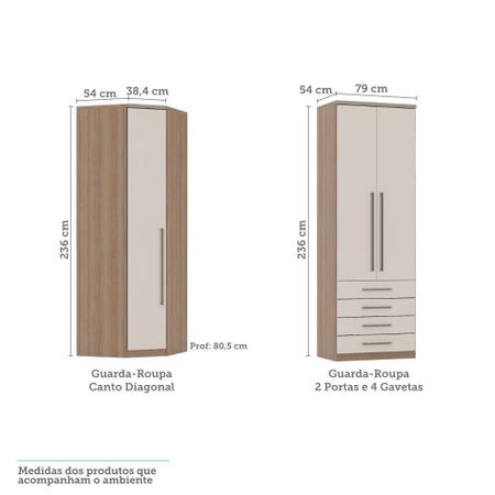 Guarda Roupa Modulado de Canto 7 Portas 8 Gavetas Cabeceira e Escrivaninha Connect Luciane Móveis - Kit Imagem de Guarda Roupa Modulado de Canto 7 Portas 8 Gavetas Cabeceira e Escrivaninha Connect Luciane Móveis