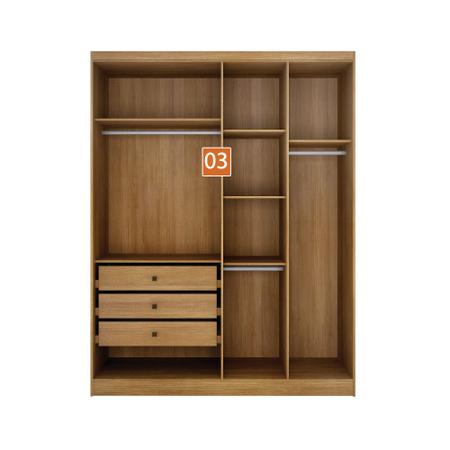 Imagem de Guarda-Roupa Modulado de Casal Safira 001 em MDF com 9 Portas e 6 Gavetas Clic Móveis