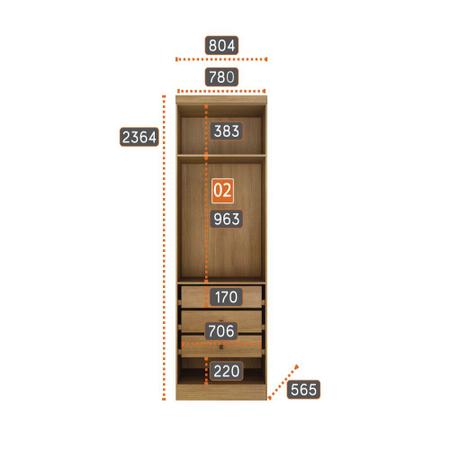 Imagem de Guarda-Roupa Modulado de Casal Safira 002 em MDF com 12 Portas e 8 Gavetas Clic Móveis