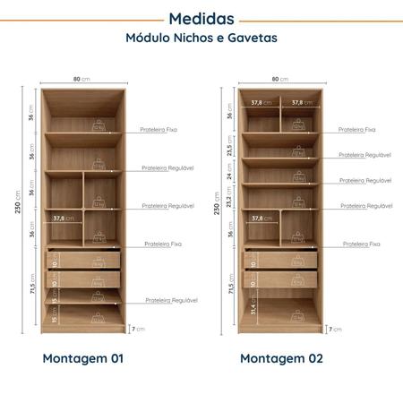 Imagem de Guarda Roupa Modulado Infantil de Canto 2 Peças 4 Portas 2 Gavetas Joy Kids CabeCasa MadeiraMadeira